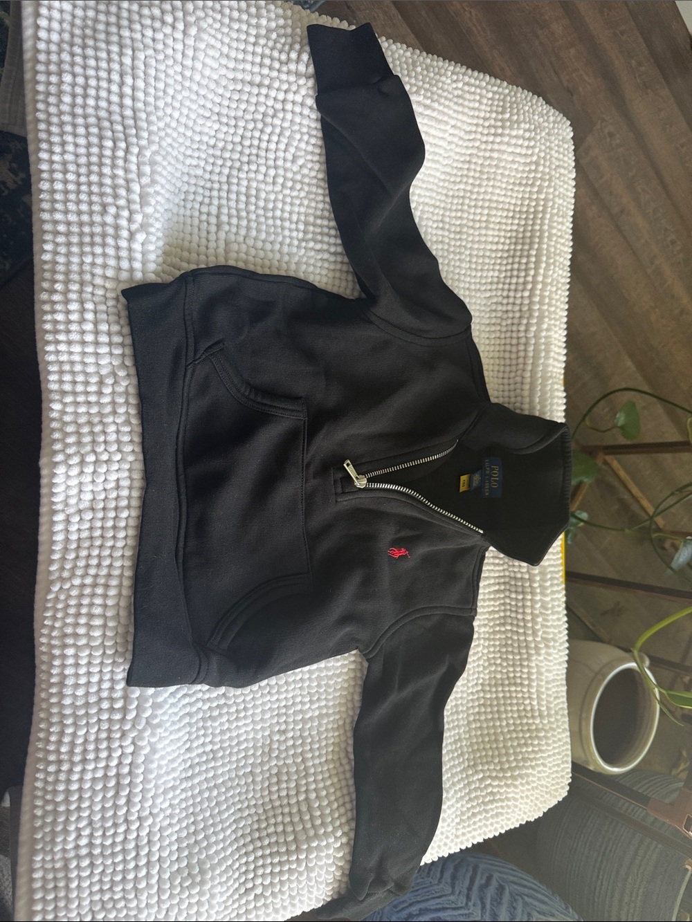 Polo by Ralph Lauren Black Half-Zip Sweatshirt with Red Pony